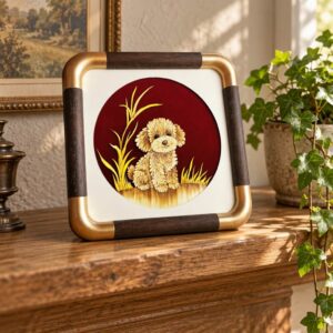 Cute Puppy Straw Painting Home Decor